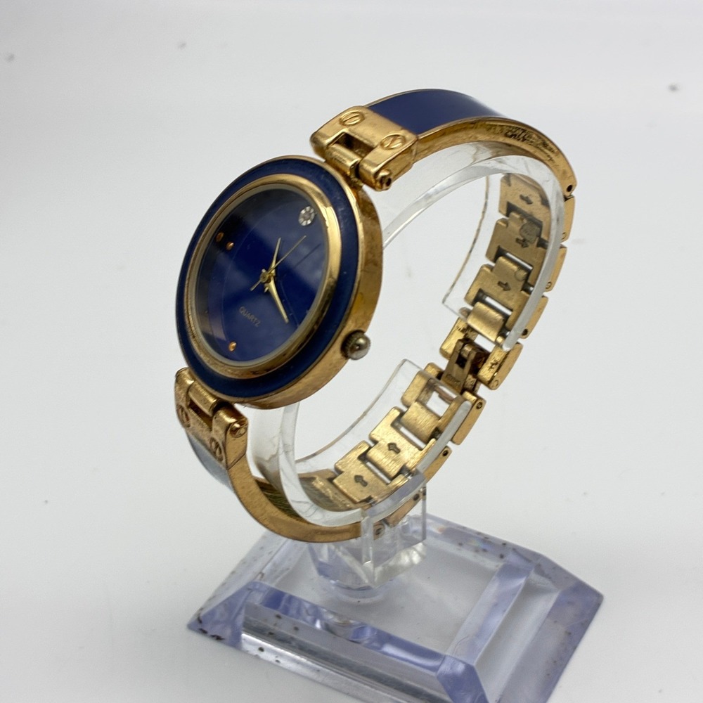 Geneva Quartz Watch Blue Enamel Gold Tone Bracelet GENWM1272L Japan Movt - Picture 5 of 9